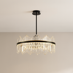 Lustre en Cristal Noir - Élégance Contemporaine et Lumineuse