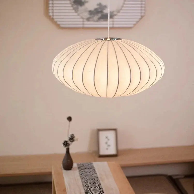 Luminaire Suspendu Japandi Moderne - Éclairage Doux et Ambiant en Soie
