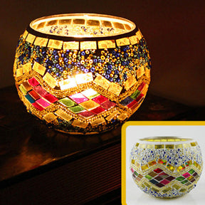 Porte-tealight en Verre Fait Main - Design Mosaïque Éclatant et Unique