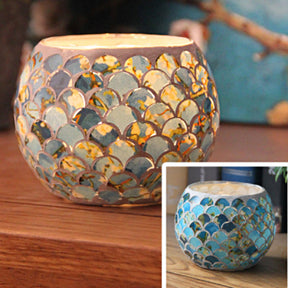 Porte-tealight en Verre Fait Main - Design Mosaïque Éclatant et Unique