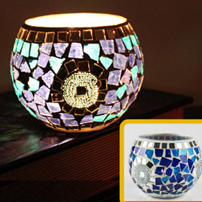 Porte-tealight en Verre Fait Main - Design Mosaïque Éclatant et Unique