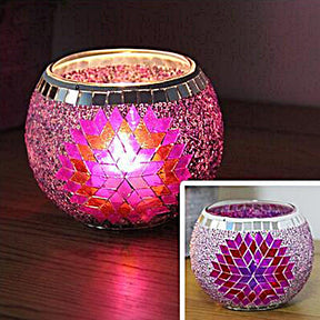 Porte-tealight en Verre Fait Main - Design Mosaïque Éclatant et Unique