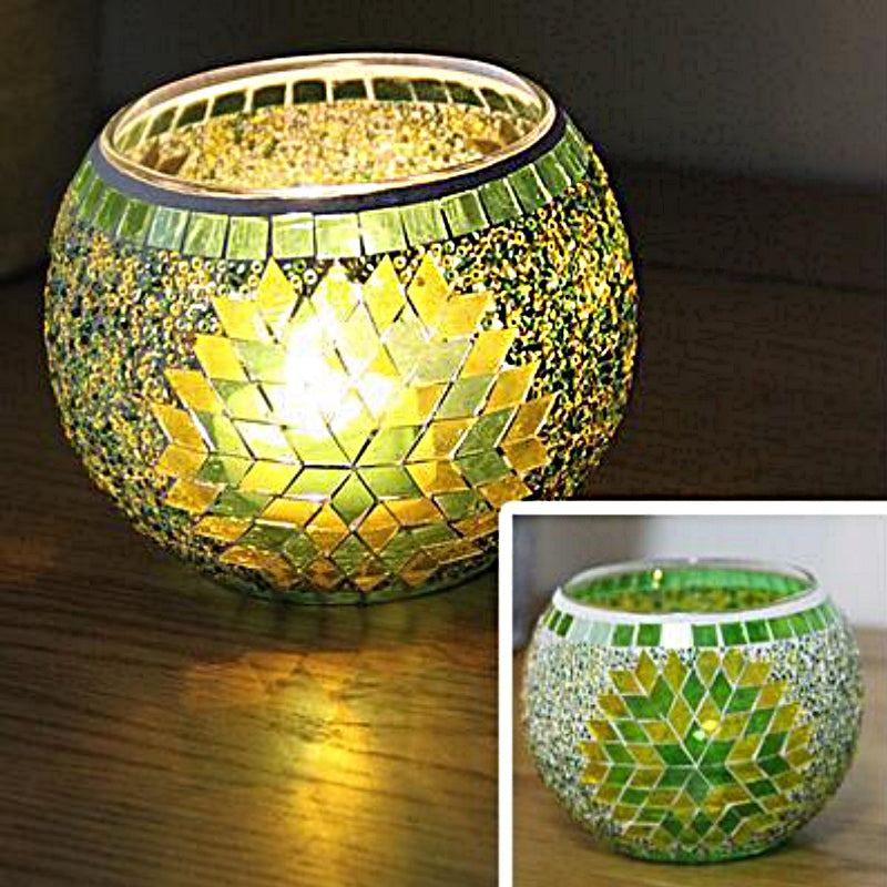 Porte-tealight en Verre Fait Main - Design Mosaïque Éclatant et Unique