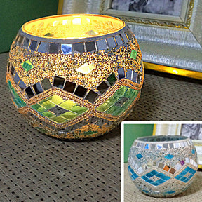 Porte-tealight en Verre Fait Main - Design Mosaïque Éclatant et Unique