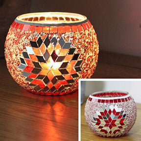 Porte-tealight en Verre Fait Main - Design Mosaïque Éclatant et Unique