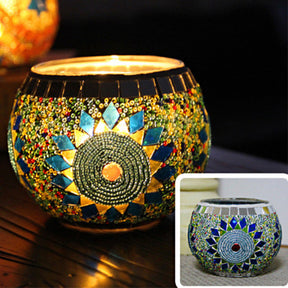 Porte-tealight en Verre Fait Main - Design Mosaïque Éclatant et Unique