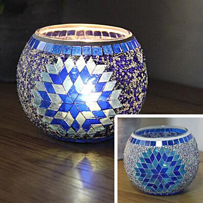 Porte-tealight en Verre Fait Main - Design Mosaïque Éclatant et Unique