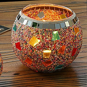 Porte-tealight en Verre Fait Main - Design Mosaïque Éclatant et Unique