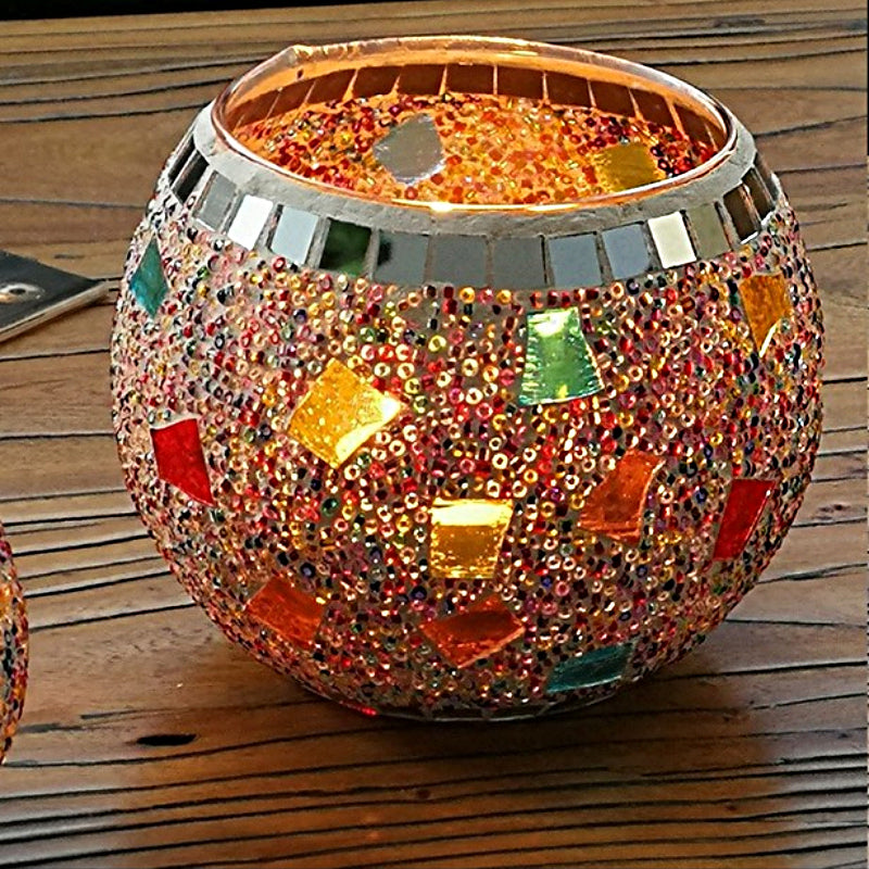 Porte-tealight en Verre Fait Main - Design Mosaïque Éclatant et Unique
