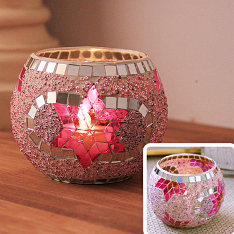 Porte-tealight en Verre Fait Main - Design Mosaïque Éclatant et Unique