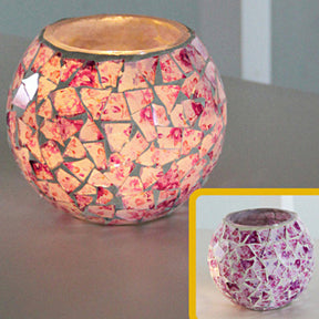 Porte-tealight en Verre Fait Main - Design Mosaïque Éclatant et Unique
