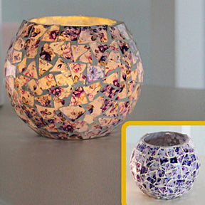 Porte-tealight en Verre Fait Main - Design Mosaïque Éclatant et Unique