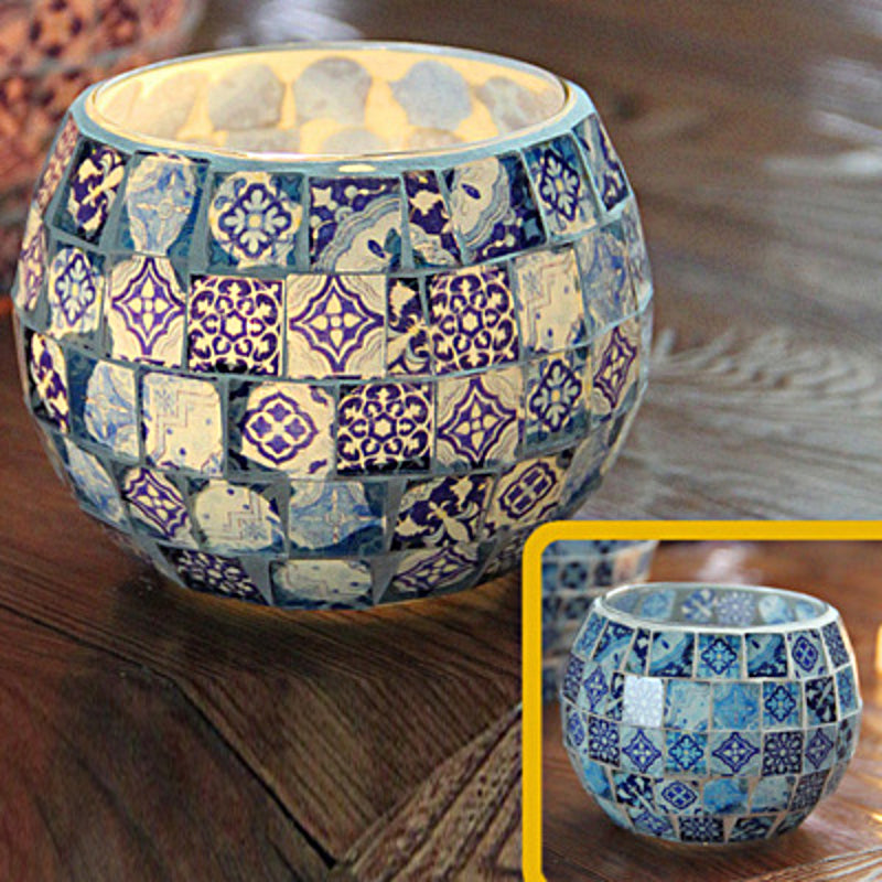 Porte-tealight en Verre Fait Main - Design Mosaïque Éclatant et Unique