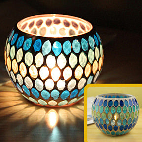 Porte-tealight en Verre Fait Main - Design Mosaïque Éclatant et Unique