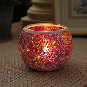 Porte-tealight en Verre Fait Main - Design Mosaïque Éclatant et Unique