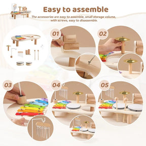 Jouets Musicaux en Bois pour Bébés - Xylophone Coloré et Instruments Éducatifs