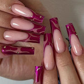 Ongles Press-On Roses Premium - Application Rapide et Élégante