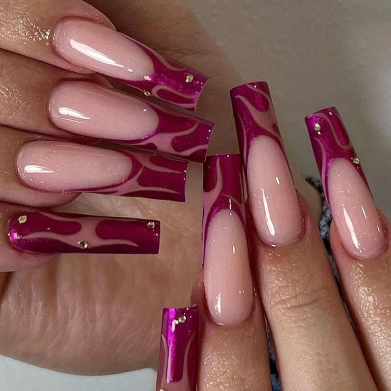 Ongles Press-On Roses Premium - Application Rapide et Élégante