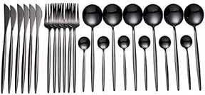 Couverts en Acier Inoxydable Noir - Ensemble Élégant pour Dîner Sophistiqué