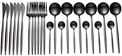 Couverts en Acier Inoxydable Noir - Ensemble Élégant pour Dîner Sophistiqué