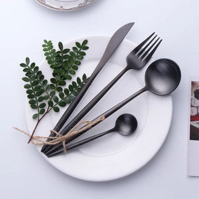 Couverts en Acier Inoxydable Noir - Ensemble Élégant pour Dîner Sophistiqué
