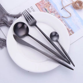 Couverts en Acier Inoxydable Noir - Ensemble Élégant pour Dîner Sophistiqué