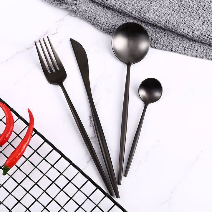 Couverts en Acier Inoxydable Noir - Ensemble Élégant pour Dîner Sophistiqué