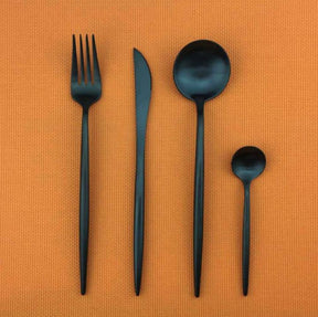 Couverts en Acier Inoxydable Noir - Ensemble Élégant pour Dîner Sophistiqué