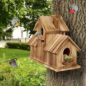 Mangeoire à Oiseaux en Bois Rustique - Attire Divers Oiseaux avec Style