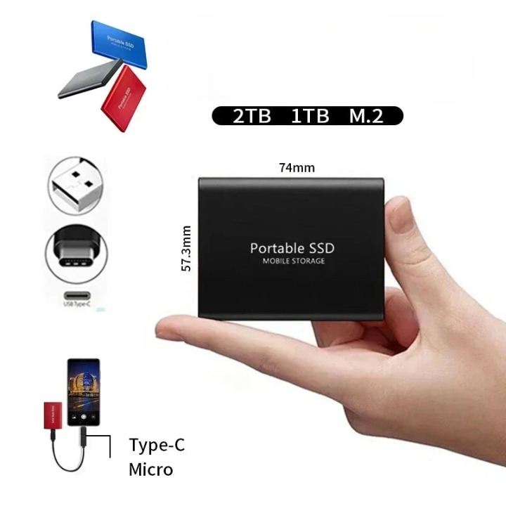 SSD Externe Portable Haute Vitesse - Stockage Sécurisé et Compact