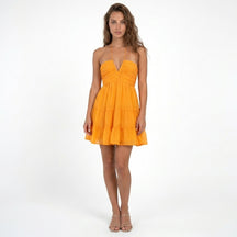 Robe mini col licou légère volants étagés fluide été femme