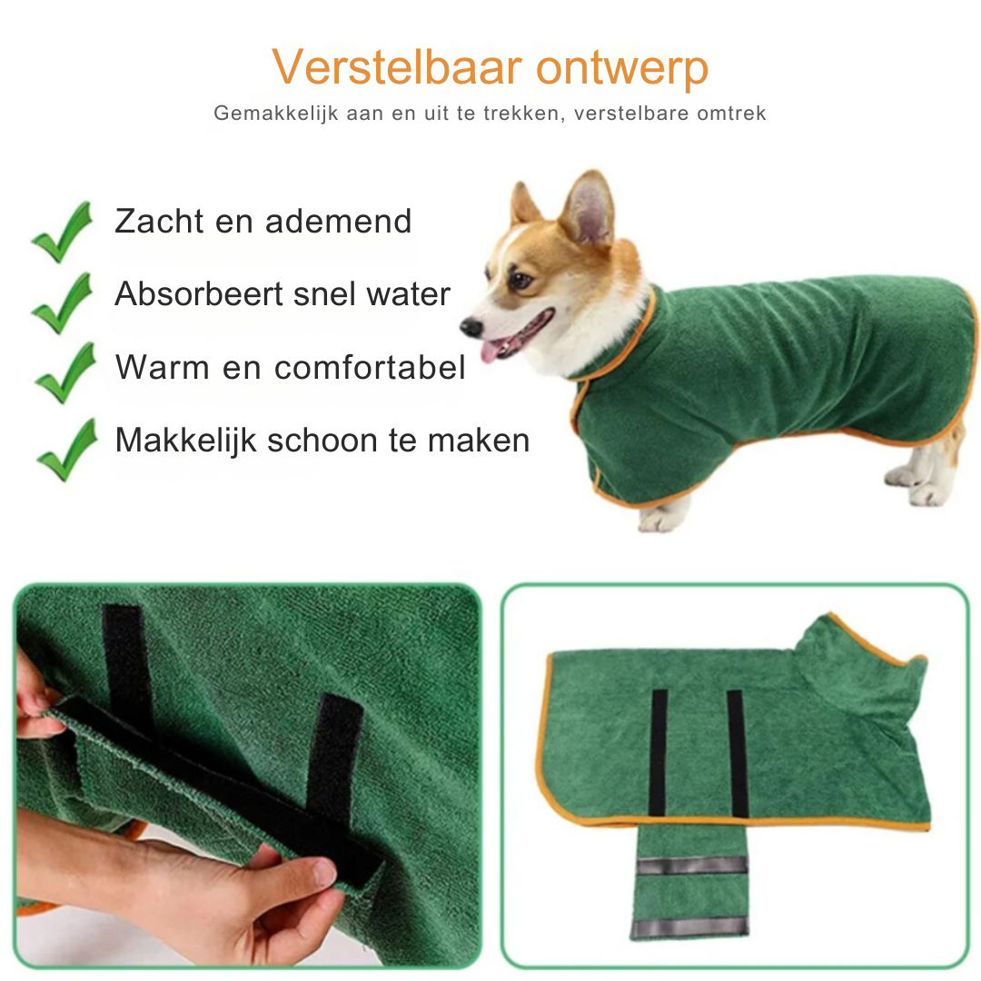 Robe de Bain pour Chien - Ajustable, Séchage Rapide et Élégant