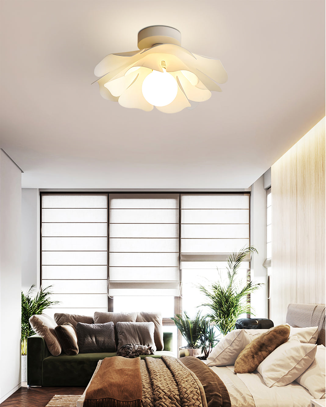 Lampe de Plafond Florale - Éclairage Chaud et Ambiance Romantique