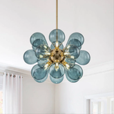 Lustre en Verre Bleu Contemporain - Éclairage Élégant et Accueillant