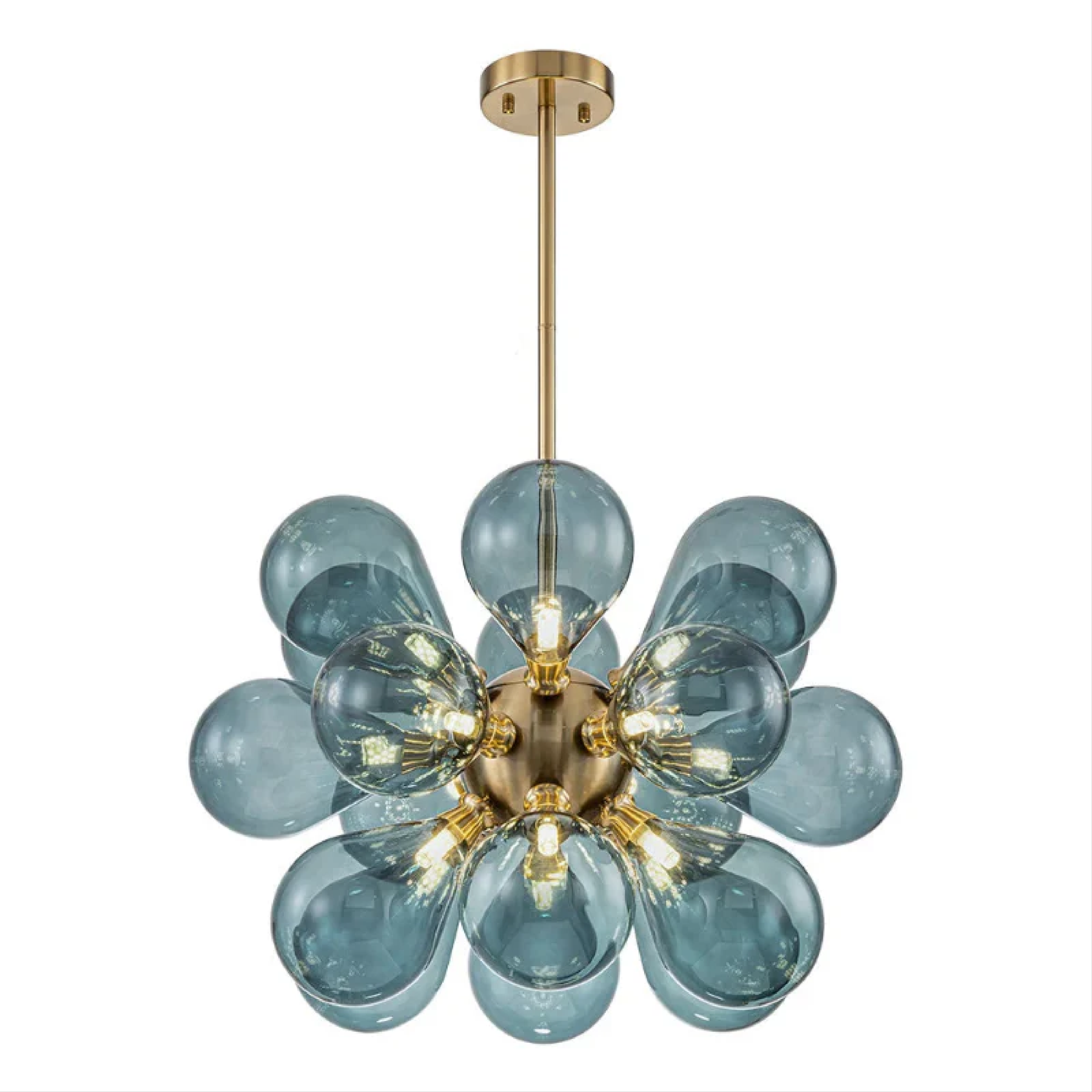 Lustre en Verre Bleu Contemporain - Éclairage Élégant et Accueillant