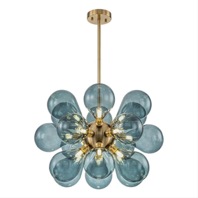 Lustre en Verre Bleu Contemporain - Éclairage Élégant et Accueillant