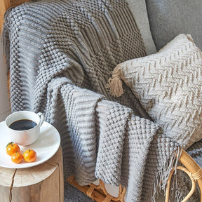 Couverture Tricotée Douillette pour Canapé - Style Scandinave et Confort Optimal