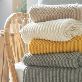 Couverture Tricotée Douillette pour Canapé - Style Scandinave et Confort Optimal