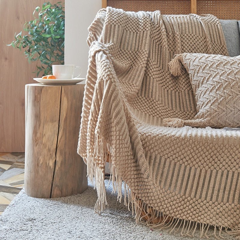 Couverture Tricotée Douillette pour Canapé - Style Scandinave et Confort Optimal