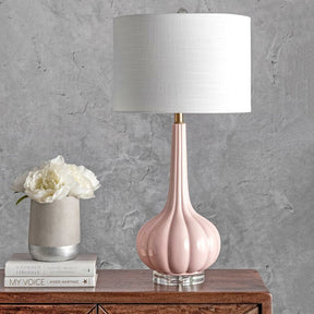 Lampe de Table en Céramique Épurée - Design Élégant avec Abat-jour Blanc