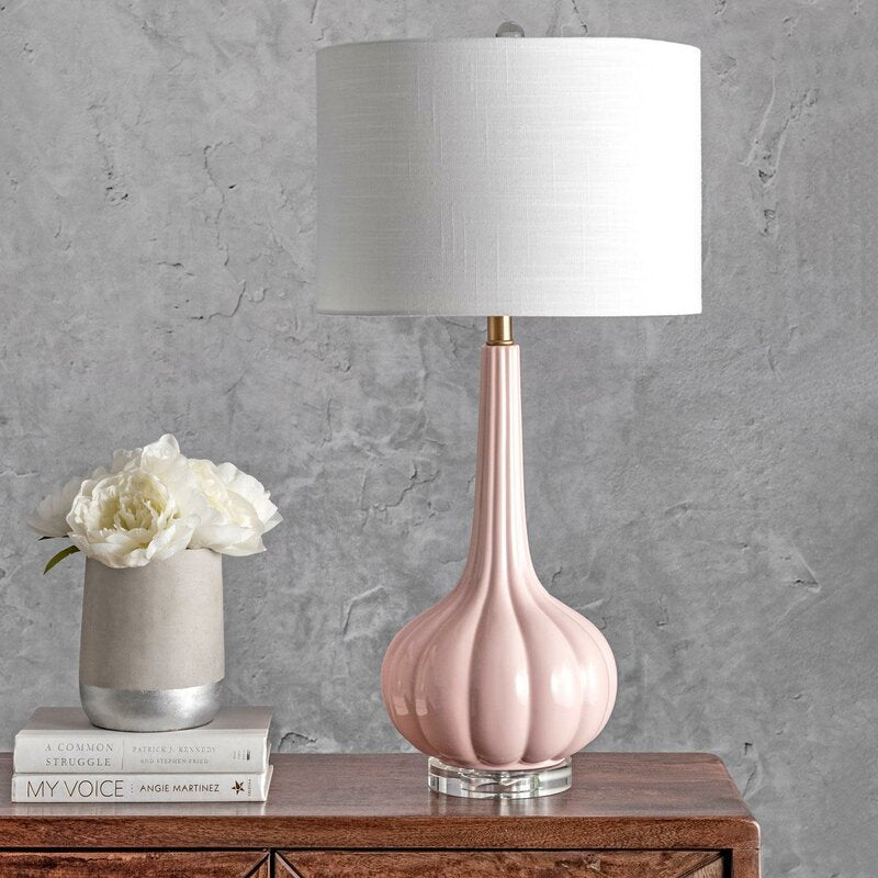 Lampe de Table en Céramique Épurée - Design Élégant avec Abat-jour Blanc
