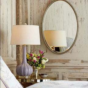 Lampe de Table en Céramique Épurée - Design Élégant avec Abat-jour Blanc