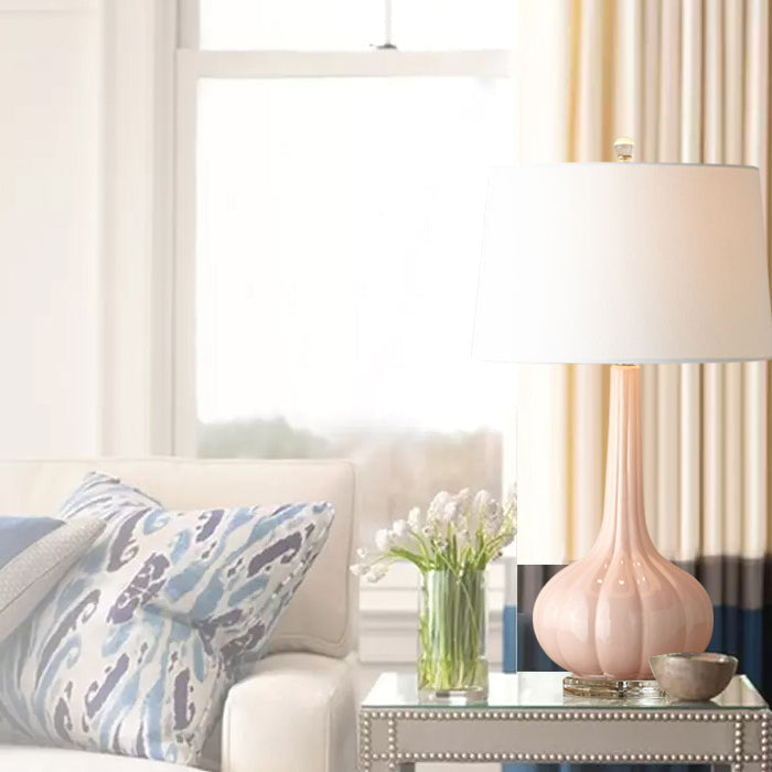 Lampe de Table en Céramique Épurée - Design Élégant avec Abat-jour Blanc