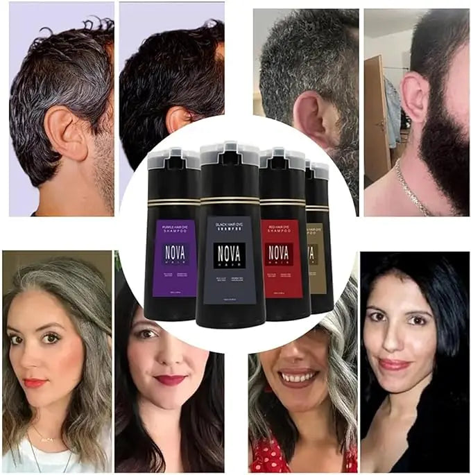 Shampooing Colorant Instantané pour Cheveux - Rafraîchit Couleur et Cache Racines Grises