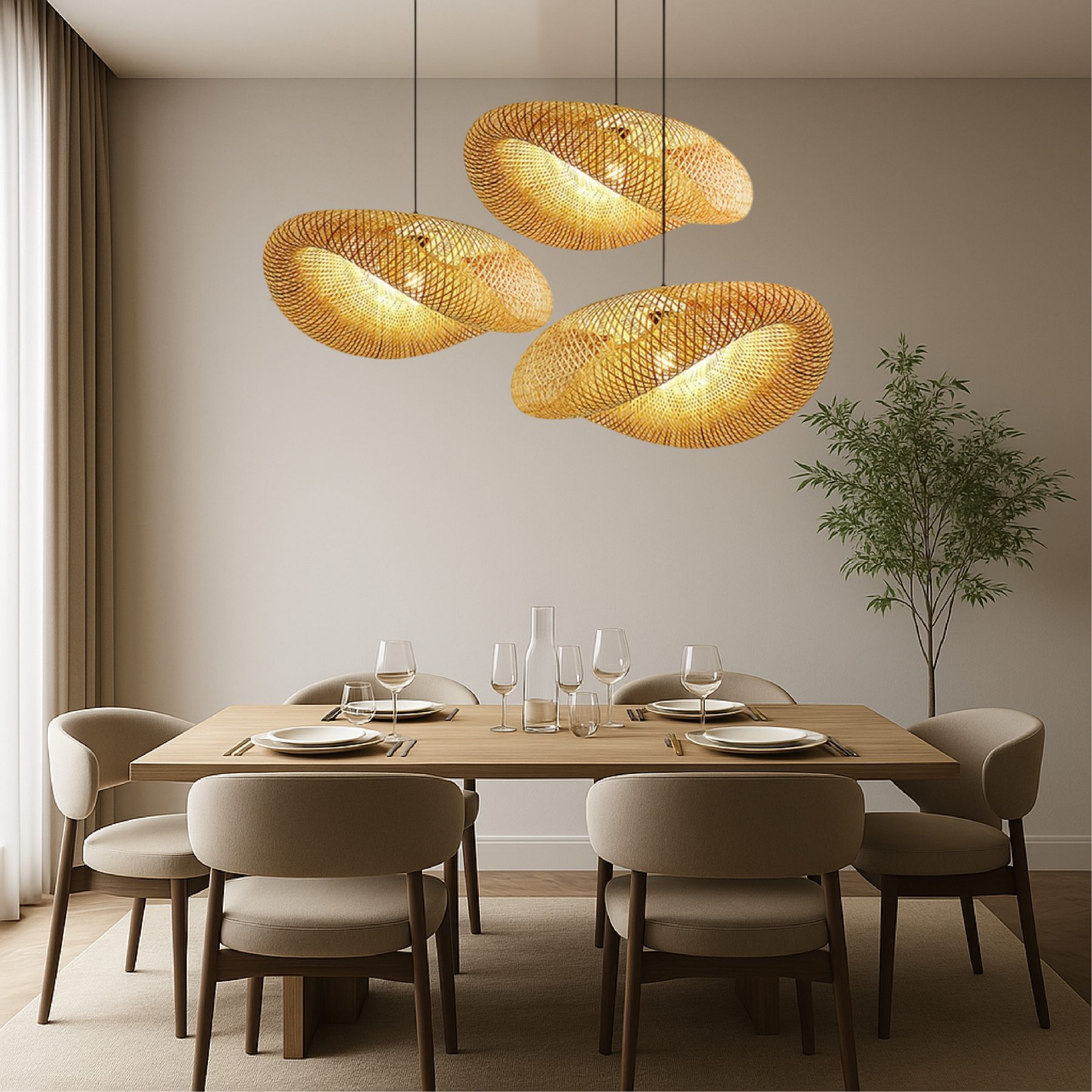 Lampe Pendante en Bambou Naturel - Design Minimaliste et Chaleureux