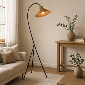 Lampe sur Pied en Bambou - Éclairage Élégant et Contemporain