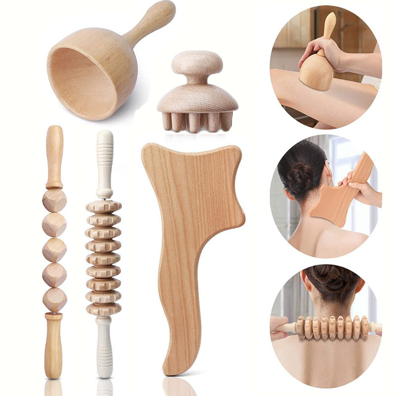 Rouleaux Musculaires en Bois - Set de 6 Outils pour Modelage Efficace