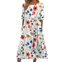 Robe Midi Fleurie pour Femmes - Tissu Aéré et Élégance Estivale