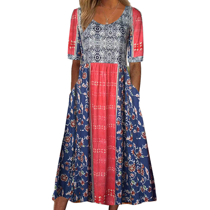 Robe Midi Fleurie pour Femmes - Tissu Aéré et Élégance Estivale