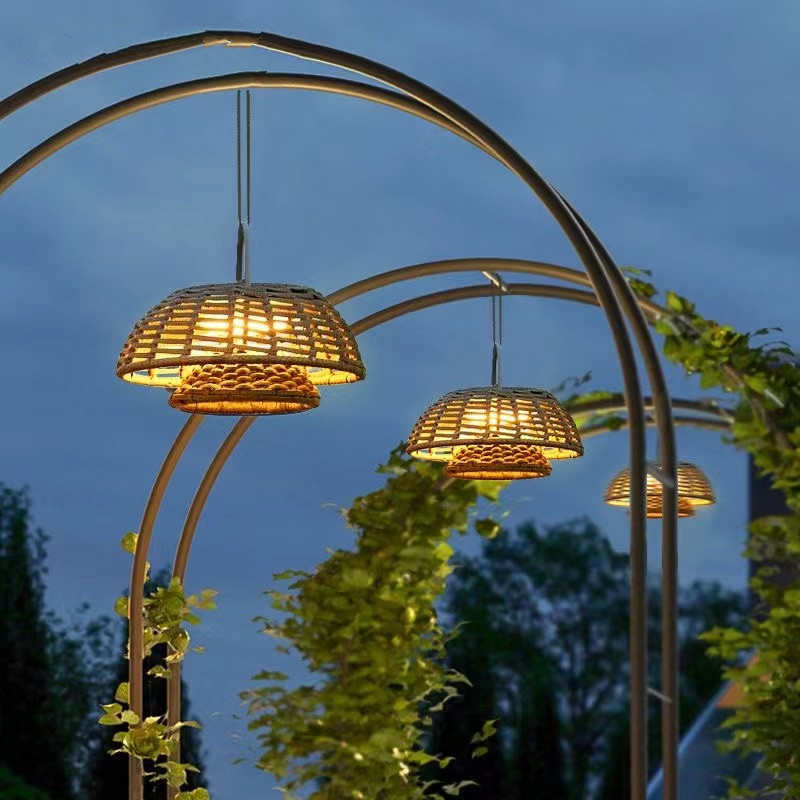 Lampe Suspendue en Bambou Écologique - Applique LED Résistante aux Intempéries